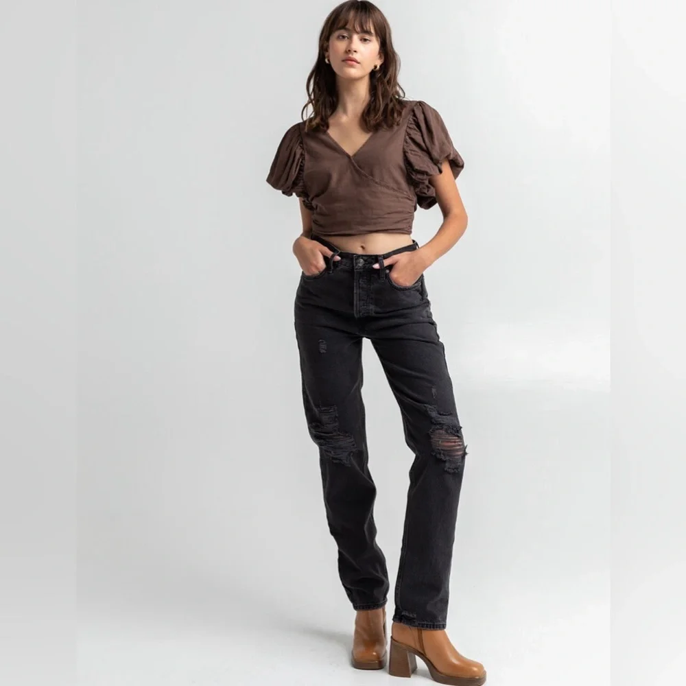 Free People l We The Free The Lasso High Waist Straight Leg Jeans, size 26 - Picture 3 of 11